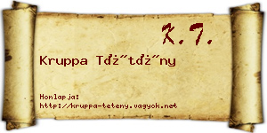Kruppa Tétény névjegykártya